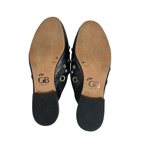Gianni Bini Black Leather Studded Slip-On Mules Size 6M - Picture 2 of 6